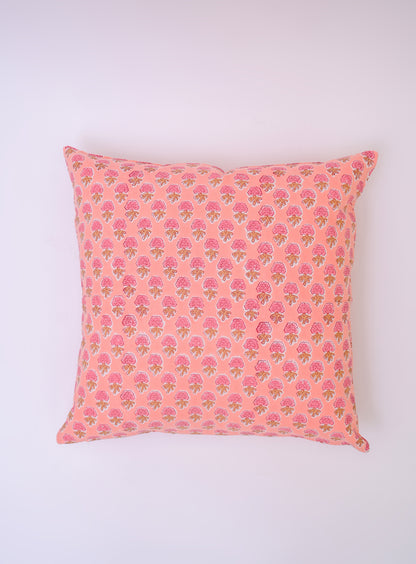 PINK GUL BUTTI FLORAL - COTTON  PRINTED SQUARE CUSHION COVER