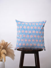 FLORAL BLUE - COTTON  PRINTED SQUARE CUSHION COVER