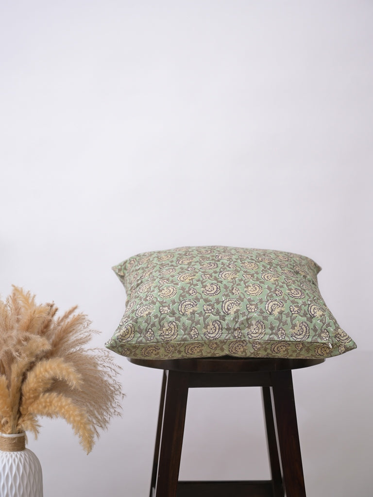 ACANTHA - HAND BLOCK COTTON PRINTED SOFA / LIVING ROOM SQUARE CUSHION COVER