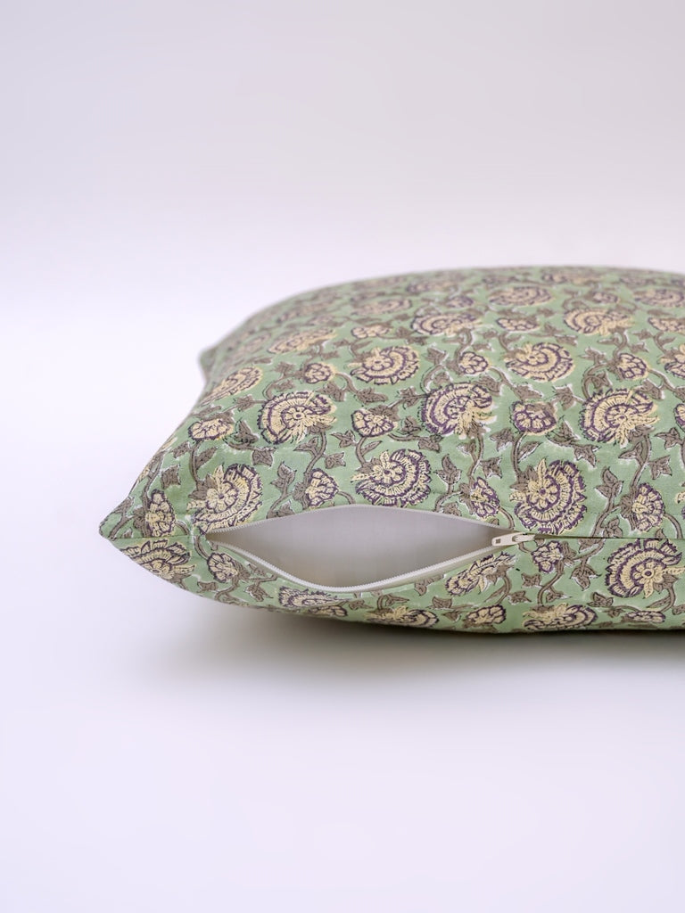 ACANTHA - HAND BLOCK COTTON PRINTED SOFA / LIVING ROOM SQUARE CUSHION COVER