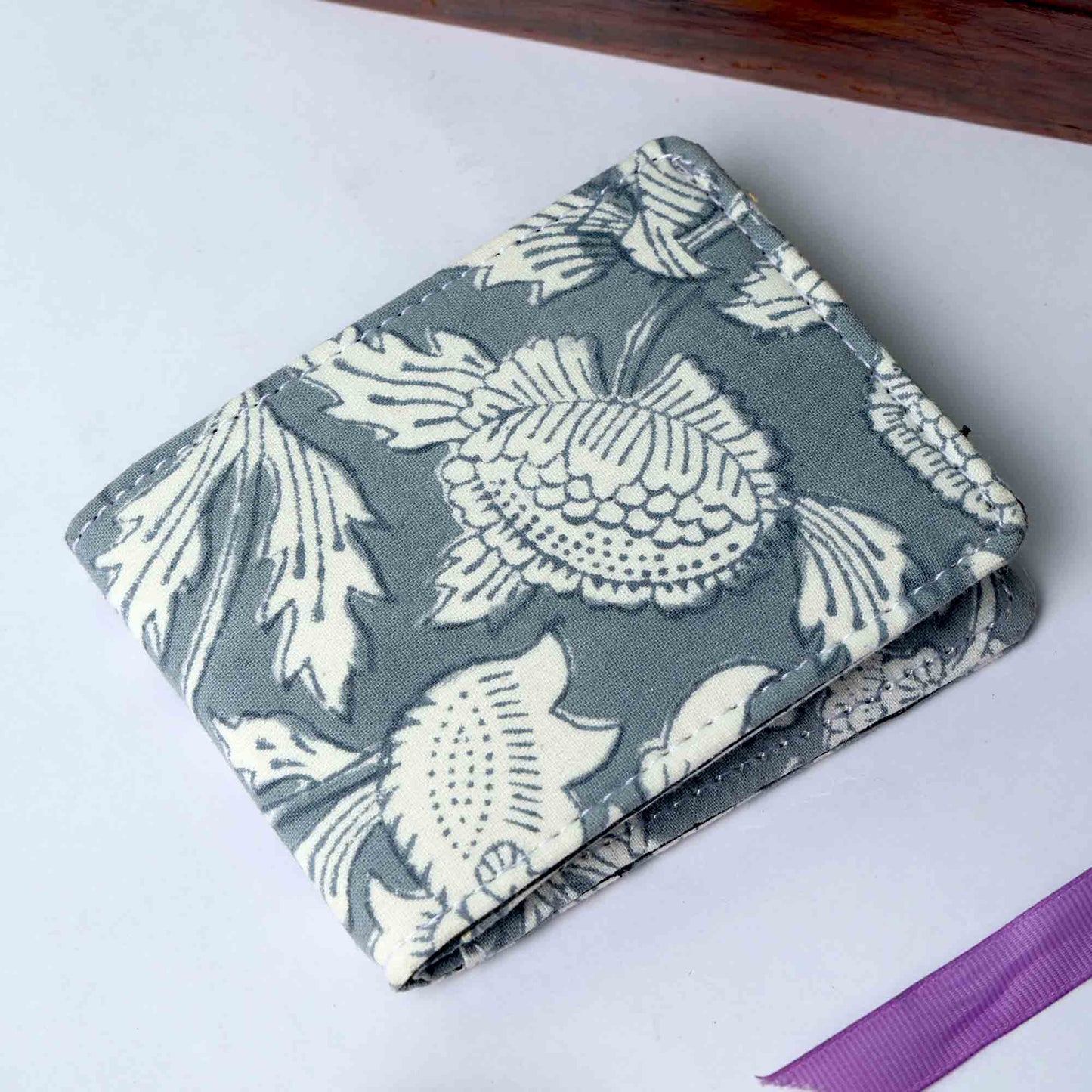 HAND BLOCK COTTON PRINTED GREY MEN’S WALLET