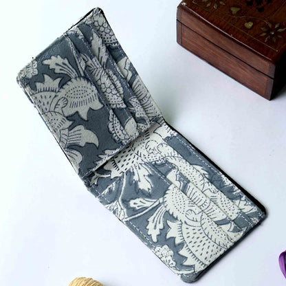 HAND BLOCK COTTON PRINTED GREY MEN’S WALLET