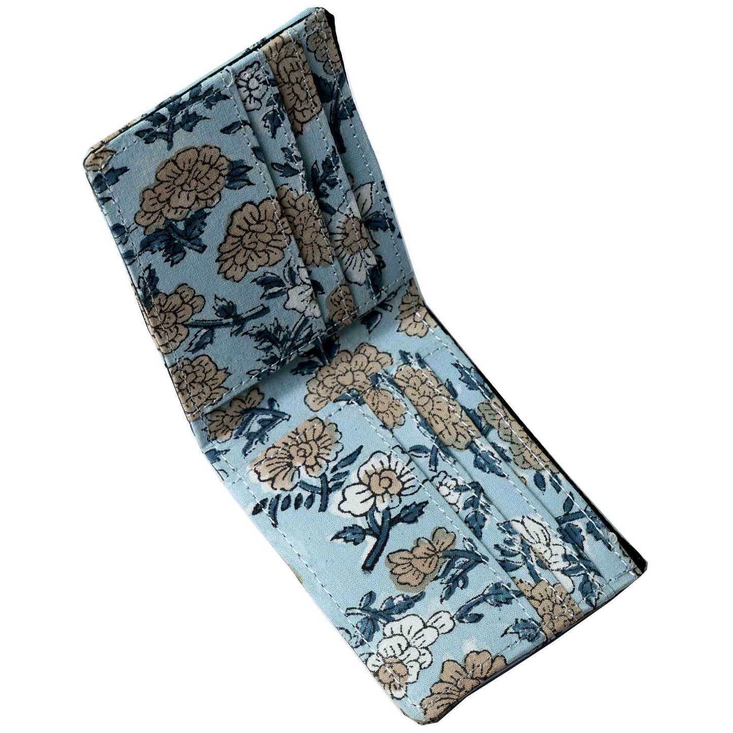 HAND BLOCK COTTON PRINT TURQUOISE MEN WALLET