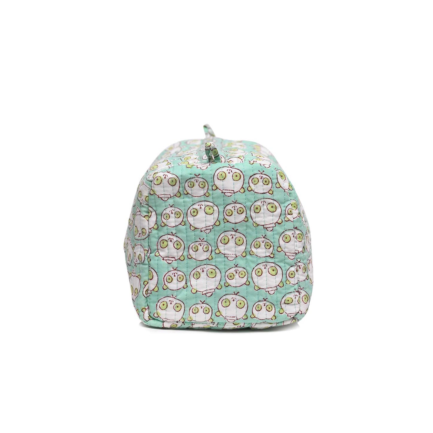 BEAR SHAPE HAND BLOCK COTTON PRINTED QUILTED TOILETRY POUCH