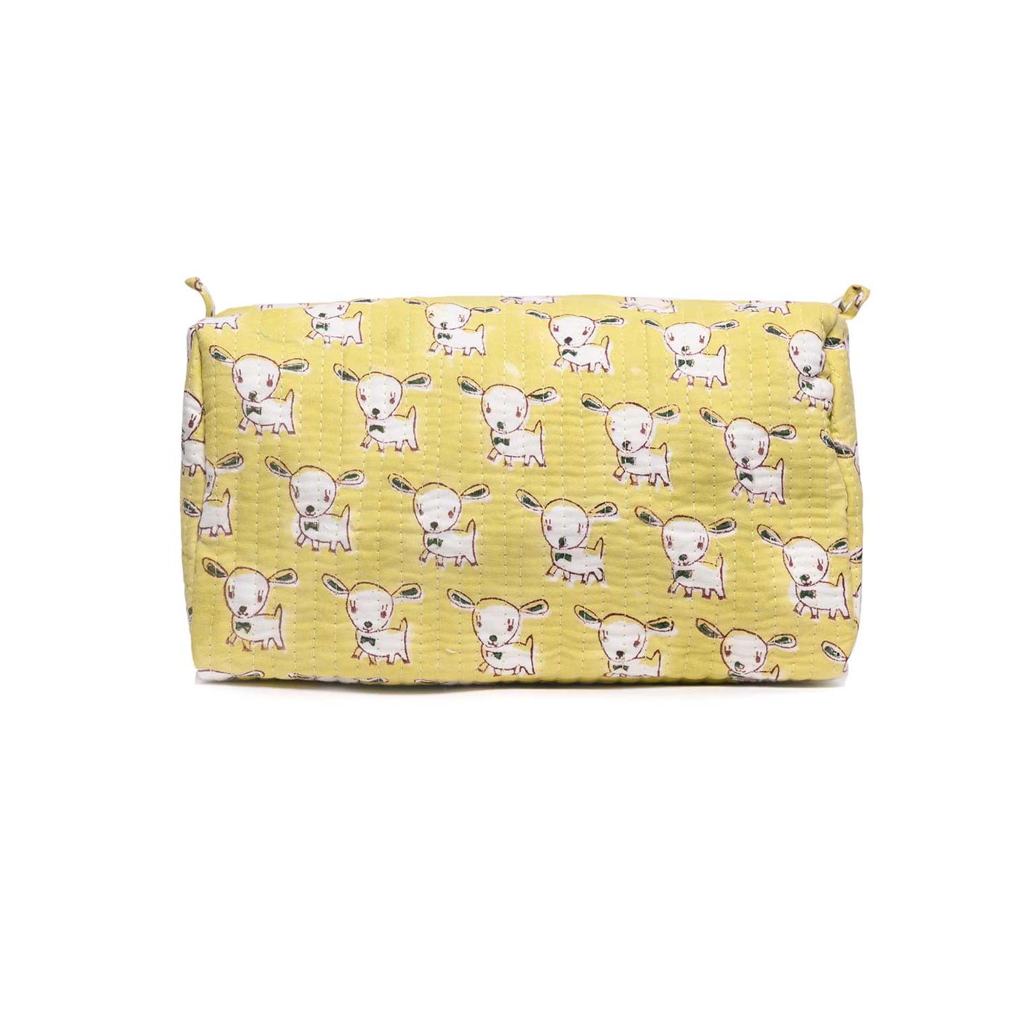 COW SHAPE HAND BLOCK PRINTED QUILTED TOILETRY POUCH
