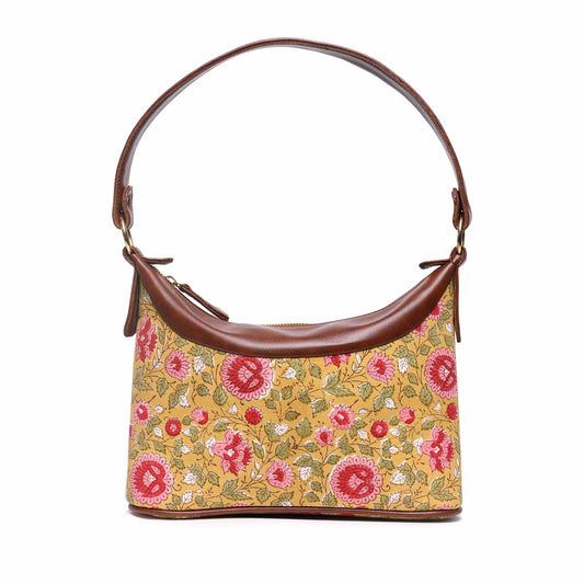 HAND BLOCK COTTON PRINTED HANDBAG VEGAN LEATHER