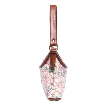 HAND BLOCK COTTON PRINTED HANDBAG VEGAN LEATHER