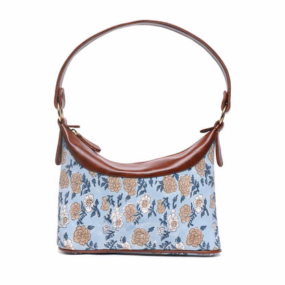 HAND BLOCK COTTON PRINTED HANDBAG VEGAN LEATHER