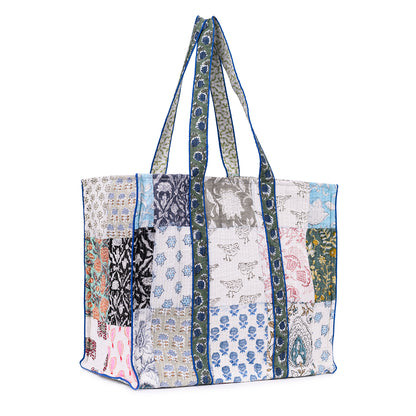 FIRANGI PAANI HAND BLOCK COTTON PRINTED QUILTED TOTE BAG