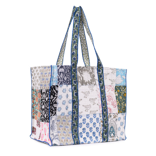 FIRANGI PAANI HAND BLOCK COTTON PRINTED QUILTED TOTE BAG