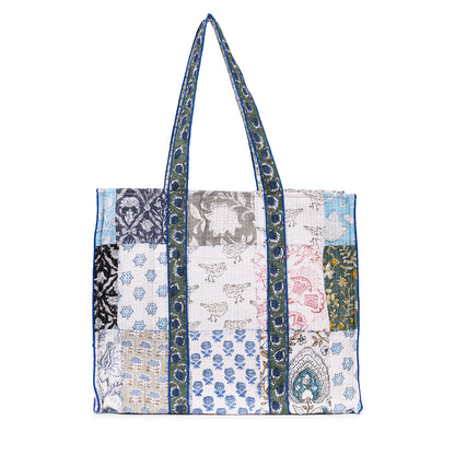 FIRANGI PAANI HAND BLOCK COTTON PRINTED QUILTED TOTE BAG