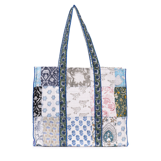 FIRANGI PAANI HAND BLOCK COTTON PRINTED QUILTED TOTE BAG