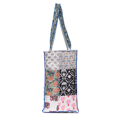 FIRANGI PAANI HAND BLOCK COTTON PRINTED QUILTED TOTE BAG