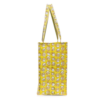 HONEYBEE HAND BLOCK COTTON PRINTED QUILTED TOTE BAG