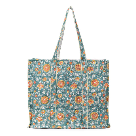 BLOSSOMING ROSES IN MOONSOON QUILTED TOTE BAG