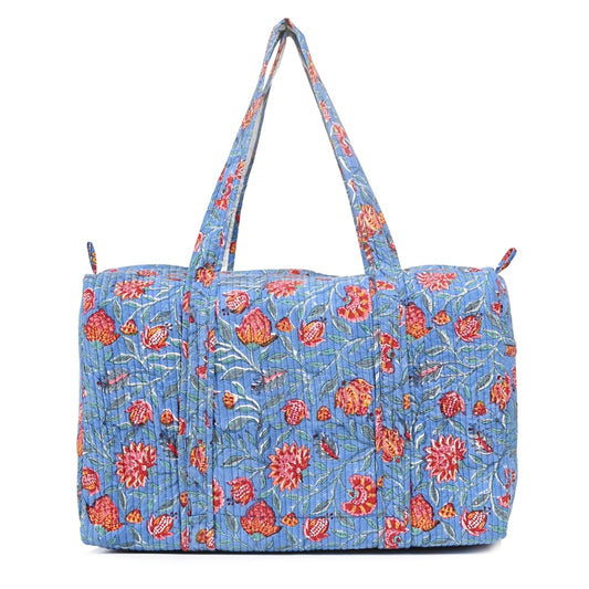 POMEGRANATE HAND BLOCK PRINTED QUILTED TRAVEL DUFFLE BAG BIG