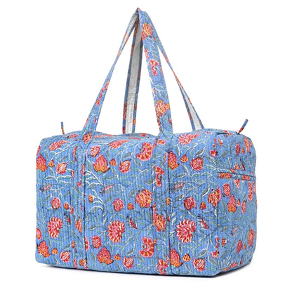 POMEGRANATE HAND BLOCK PRINTED QUILTED TRAVEL DUFFLE BAG BIG