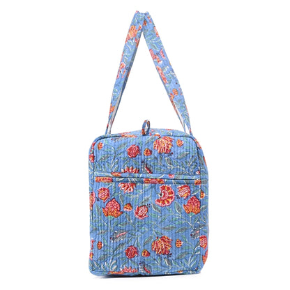 POMEGRANATE HAND BLOCK PRINTED QUILTED TRAVEL DUFFLE BAG BIG