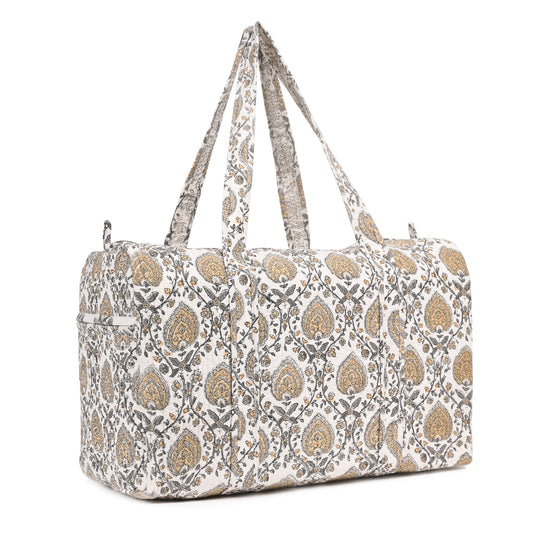 BETTLE JAAL BLOCK PRINTED QUILTED TRAVEL DUFFLE BAG BIG
