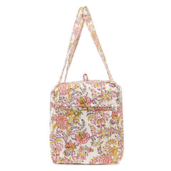YELLOW SNEEZE WORT HAND BLOCK PRINTED QUILTED TRAVEL DUFFLE BAG BIG