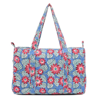 NAASPEETA JAAL  HAND BLOCK PRINTED QUILTED TRAVEL DUFFLE BAG BIG