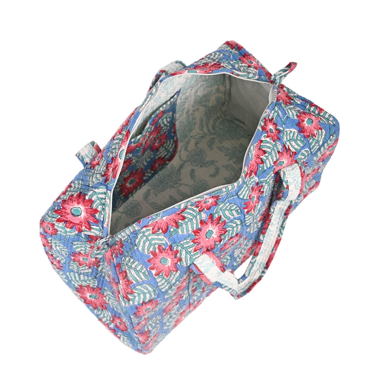 NAASPEETA JAAL  HAND BLOCK PRINTED QUILTED TRAVEL DUFFLE BAG BIG