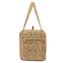 LITTLE JASMINE HAND BLOCK PRINTED QUILTED TRAVEL DUFFLE BAG BIG