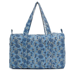 SIMILIA ROSE HAND BLOCK PRINTED QUILTED TRAVEL DUFFLE BAG BIG