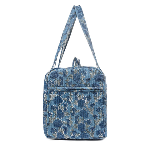 SIMILIA ROSE HAND BLOCK PRINTED QUILTED TRAVEL DUFFLE BAG BIG