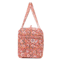 NARGIS HAND BLOCK PRINTED QUILTED TRAVEL DUFFLE BAG BIG