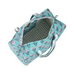 SNAKE CHARM GREEN HAND BLOCK PRINTED QUILTED TRAVEL DUFFLE BAG BIG