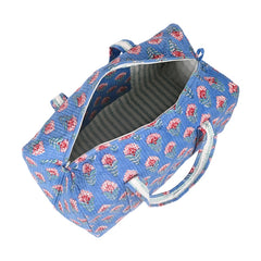 SNAKE CHARM BLUE HAND BLOCK PRINTED QUILTED TRAVEL DUFFLE BAG BIG