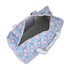 FLOATING WATER LILY IN OCEAN HAND BLOCK PRINTED QUILTED TRAVEL DUFFLE BAG BIG