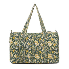 PISTACHU JAL HAND BLOCK PRINTED QUILTED TRAVEL DUFFLE BAG BIG