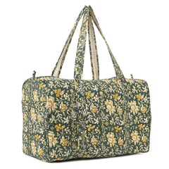 PISTACHU JAL HAND BLOCK PRINTED QUILTED TRAVEL DUFFLE BAG BIG