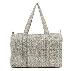 ZINNIA  HAND BLOCK PRINTED QUILTED TRAVEL DUFFLE BAG BIG