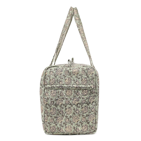ZINNIA  HAND BLOCK PRINTED QUILTED TRAVEL DUFFLE BAG BIG