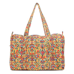 SNAPDRAGONS HAND BLOCK PRINTED QUILTED TRAVEL DUFFLE BAG BIG