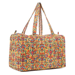 SNAPDRAGONS HAND BLOCK PRINTED QUILTED TRAVEL DUFFLE BAG BIG