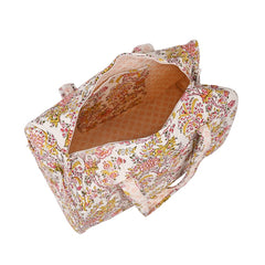 YELLOW SNEEZE WORT HAND BLOCK PRINTED QUILTED TRAVEL DUFFLE BAG BIG