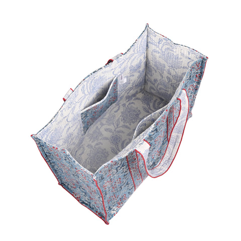 BLUEBERRY BLOOM HAND BLOCK COTTON PRINTED QUILTED TOTE BAG