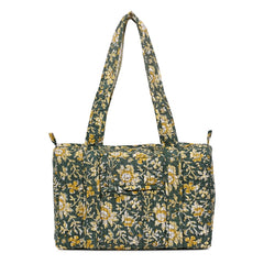 PISTACHU JAL HAND BLOCK PRINTED QUILTED TRAVEL DUFFLE BAG SMALL