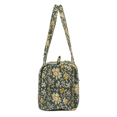 PISTACHU JAL HAND BLOCK PRINTED QUILTED TRAVEL DUFFLE BAG SMALL