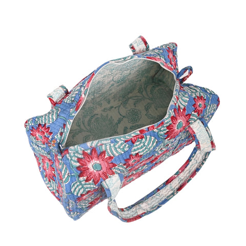 NAASPEETA JAAL HAND BLOCK PRINTED QUILTED TRAVEL DUFFLE BAG SMALL