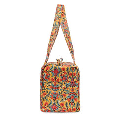 SNAPDRAGONS HAND BLOCK PRINTED QUILTED TRAVEL DUFFLE BAG SMALL
