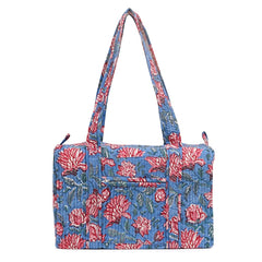ZUCCHINI  HAND BLOCK PRINTED QUILTED TRAVEL DUFFLE BAG SMALL