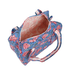 ZUCCHINI  HAND BLOCK PRINTED QUILTED TRAVEL DUFFLE BAG SMALL