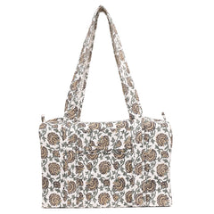 BETTLE JAAL 2 HAND BLOCK PRINTED QUILTED TRAVEL DUFFLE BAG SMALL