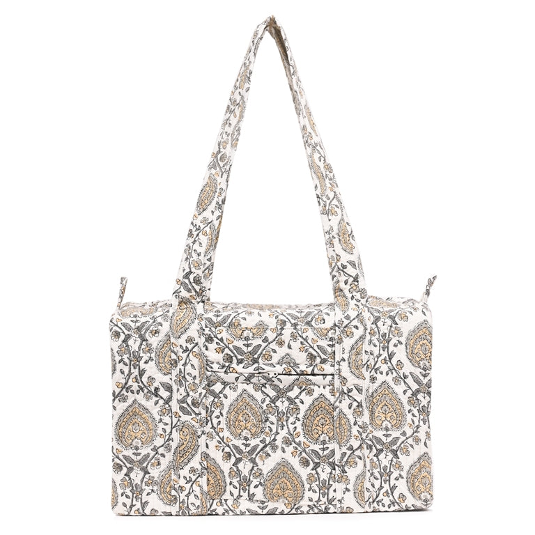 BETTLE JAAL HAND BLOCK PRINTED QUILTED TRAVEL MICRO DUFFLE BAG