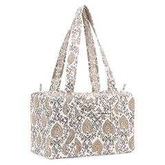 BETTLE JAAL HAND BLOCK PRINTED QUILTED TRAVEL DUFFLE BAG SMALL